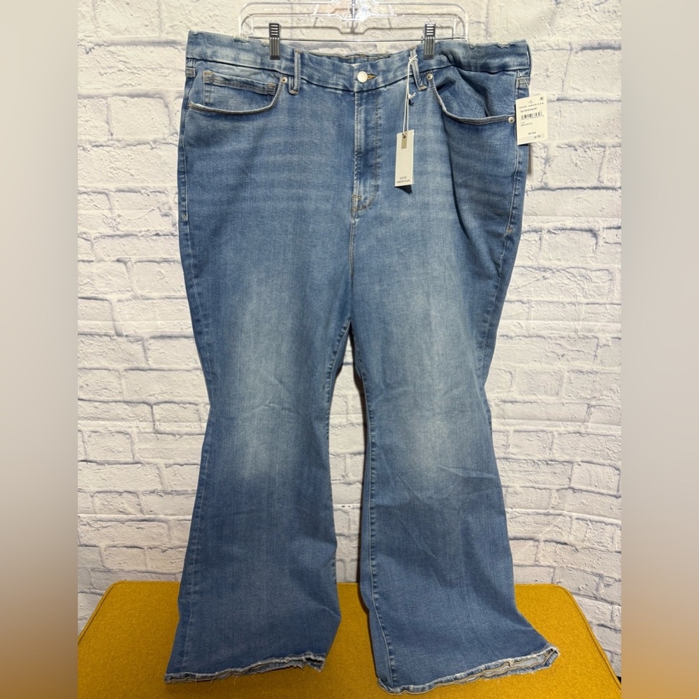 Good American Good Legs Flare Wide Leg Jeans, Mid Rise, Size 28-32
